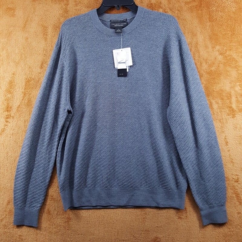 Bloomingdales Mens Sweater Large Grey Pullover Crew 100% Wool Textured Knit — image 3 of 8